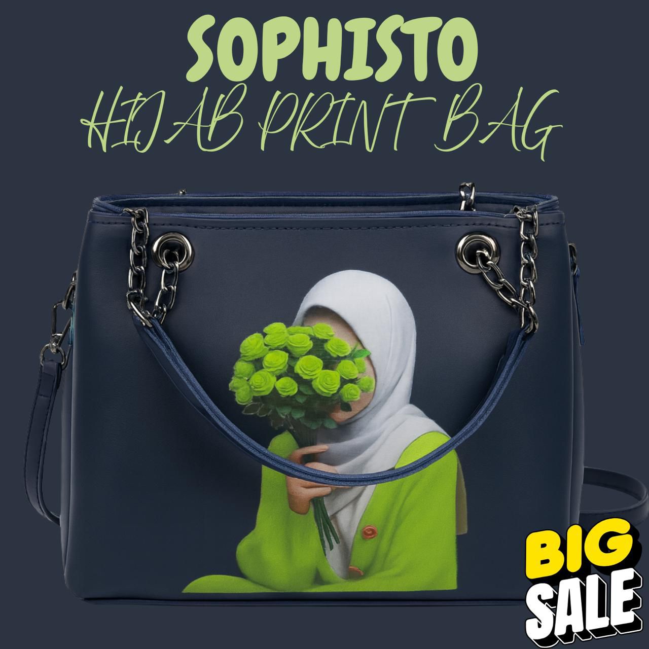 Hijabi Girl Print Bag | Blue