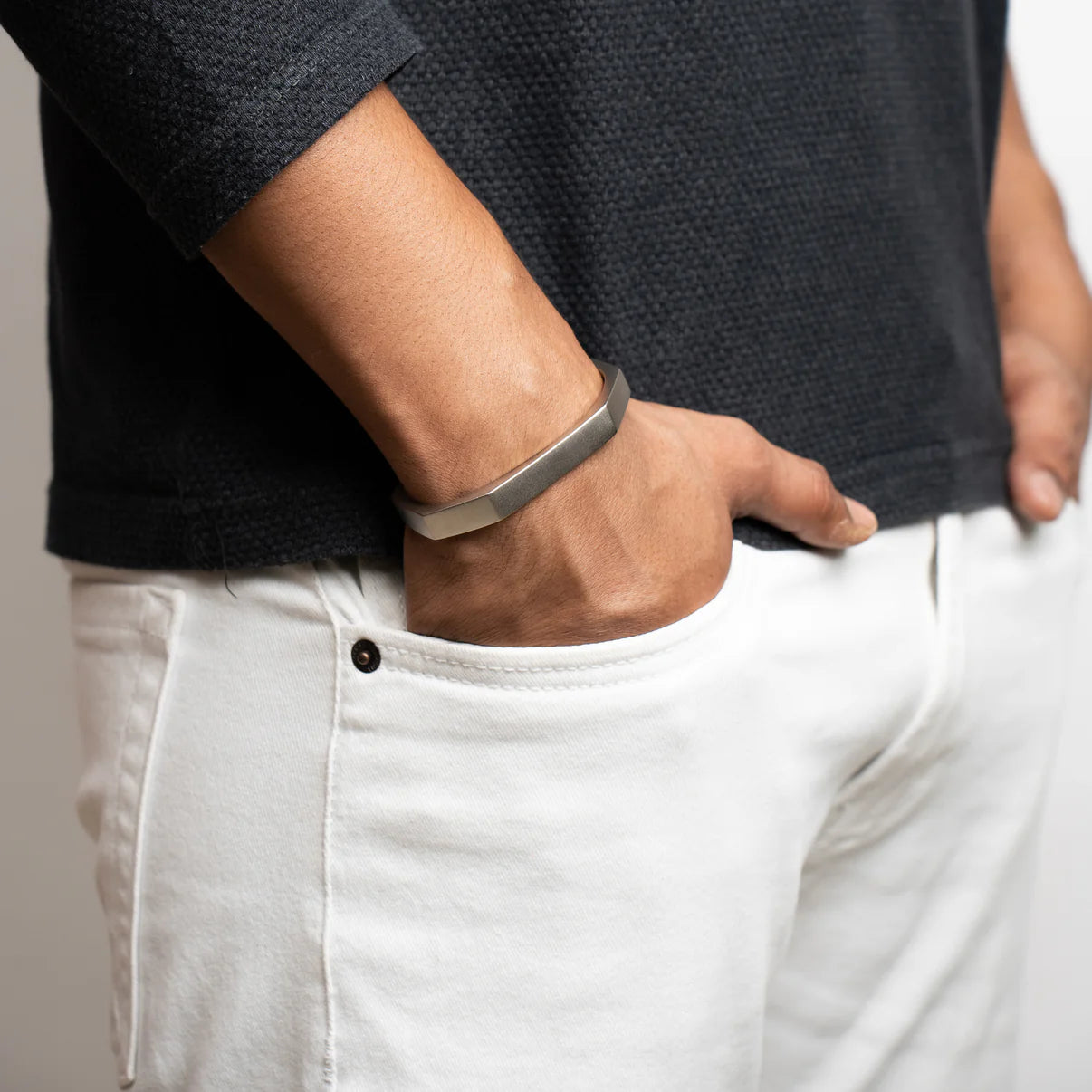 Stainless Steel Hexagon Cuff Bangle for Men