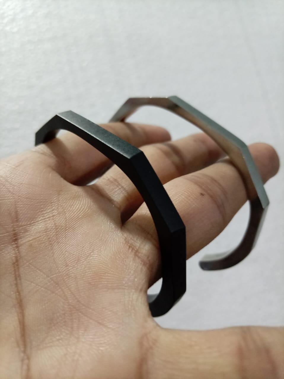 Stainless Steel Hexagon Cuff Bangle for Men